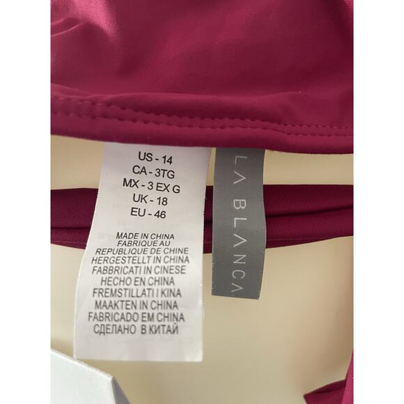 La Blanca Swim Bikini Top Plunge Triangle Cut Out Magenta Swimwear - Picture 7 of 7